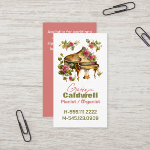 Chic Pianist Watercolor Art Business Card