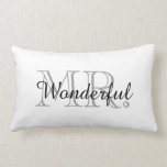 CHIC PILLOW_"MR. WONDERFUL" LUMBAR CUSHION<br><div class="desc">"MR. WONDERFUL" GRAY AND BLACK TEXT ON WHITE BACKGROUND</div>
