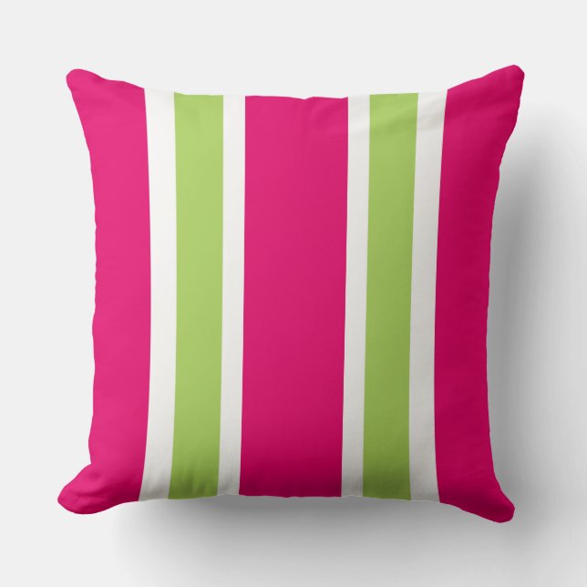 CHIC PILLOW_PRETTY 561 HOT PINK/60 GREEN STRIPES CUSHION (Front)