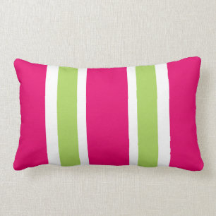 CHIC PILLOW_PRETTY 561 HOT PINK/60 GREEN STRIPES LUMBAR CUSHION