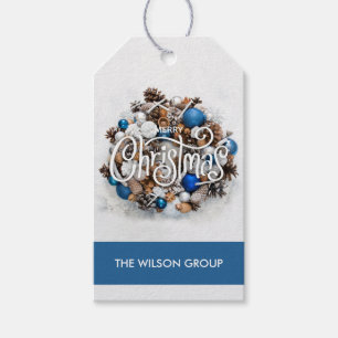 Chic Pine Wreath Business Christmas Gift Tags