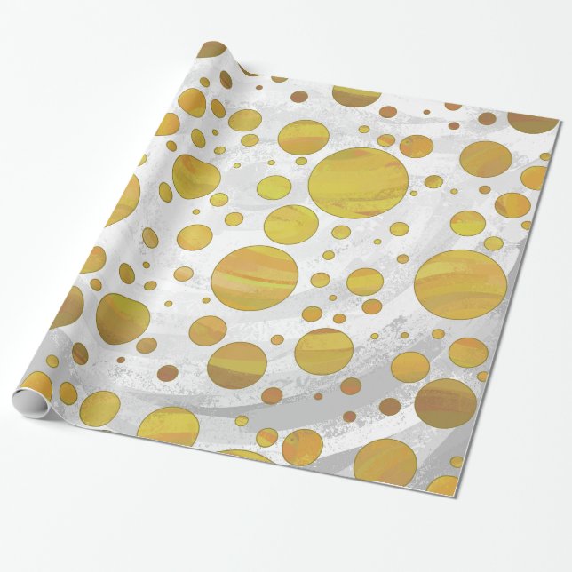 Chic Pineapple Polka Dots Wrapping Paper (Unrolled)