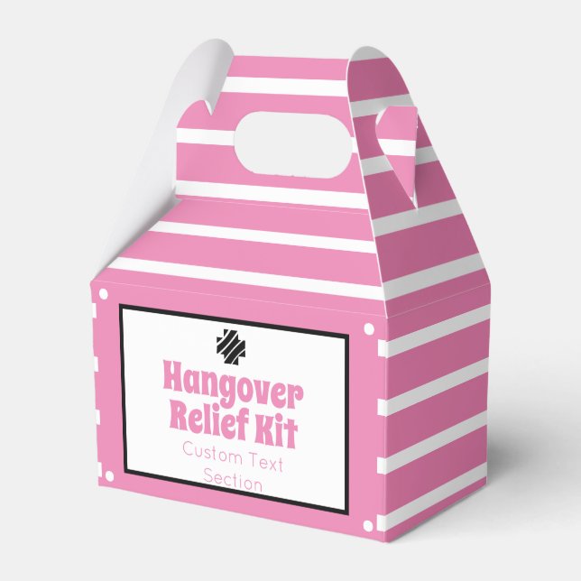 Chic Pink and Black Hangover Relief Kit Favour Box (Front Side)