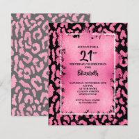 Chic Pink and Black Leopard Print Birthday