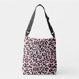 Chic Pink and Black Leopard Print Crossbody Bag