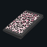 Chic Pink and Black Leopard Print Trifold Wallet<br><div class="desc">Chic scarf with a trendy leopard print in pink and black on a blush pink backdrop.</div>