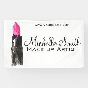 Chic pink and black watercolor lipstick Makeup Banner