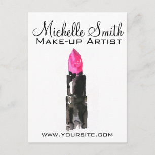 Chic pink and black watercolor lipstick Makeup  Postcard