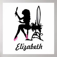 Chic Pink and Black Woman of Fashion Silhouette