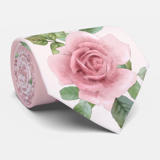 Chic Pink and Glitter w/ the Rose Flower Tie (Rolled)