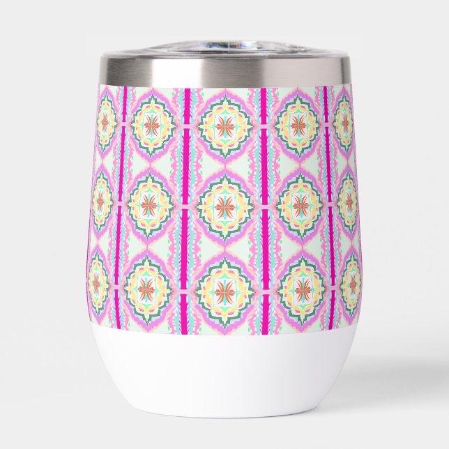 Chic Pink and Gold Geometric Floral Pattern (Front)