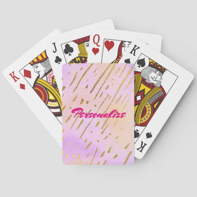 Chic Pink and Gold glam Playing Cards (Back)