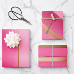 Chic Pink and Gold  Wrapping Paper Sheet