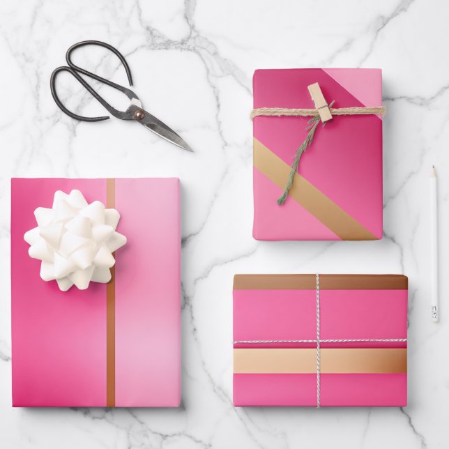 Chic Pink and Gold  Wrapping Paper Sheet (Front)