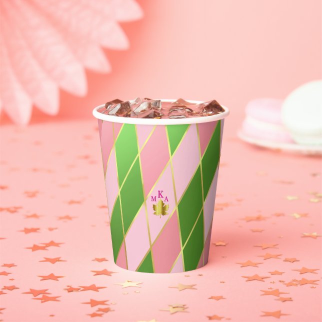 Chic Pink and Green Argyle  Paper Cups (Insitu)