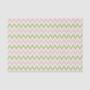 Chic pink and green geometric chevron pattern tissue paper