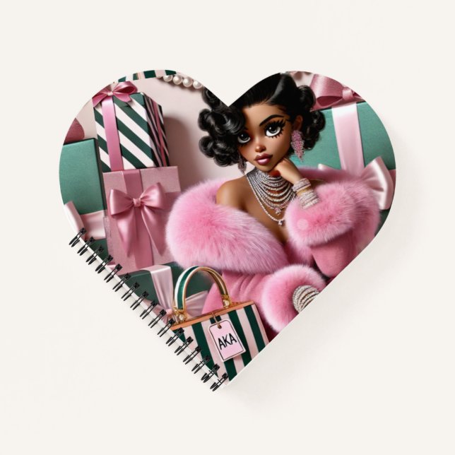 Chic Pink And Green Notebook (Front)