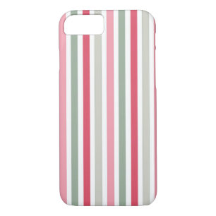 Chic Pink and Green Stripes iPhone 8/7 Case