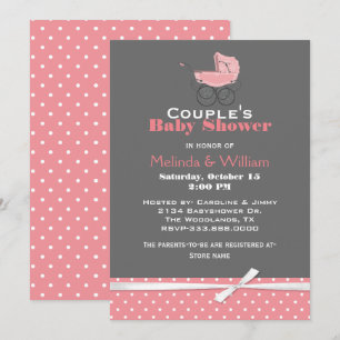 Chic Pink and Grey Baby Shower Invitation