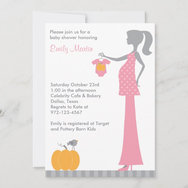 Chic Pink and Grey Mum-to-Be Invitations (Front)