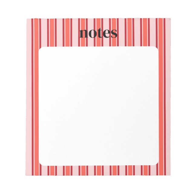 Chic Pink and Red Customisable Stationery Notepad (Front)