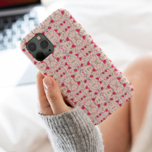Chic Pink and red Floral pattern Stylish Case-Mate iPhone 14 Pro Max Case
