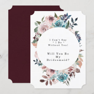 Chic Pink and Teal Peony Will You Be My Bridesmaid Invitation