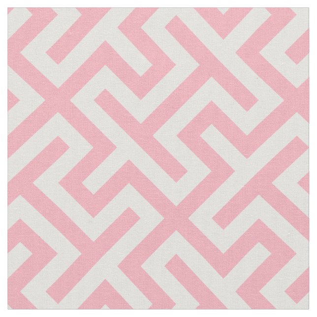 Chic pink and white abstract geometric pattern fabric (Close Up)