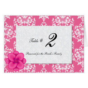Chic Pink and White Damask Table Number