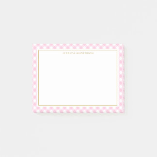 Chic Pink And White Gingham Pattern Post-it Notes