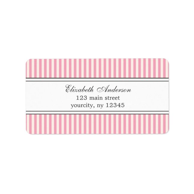 Chic Pink and White Stripes Pattern Labels (Front)