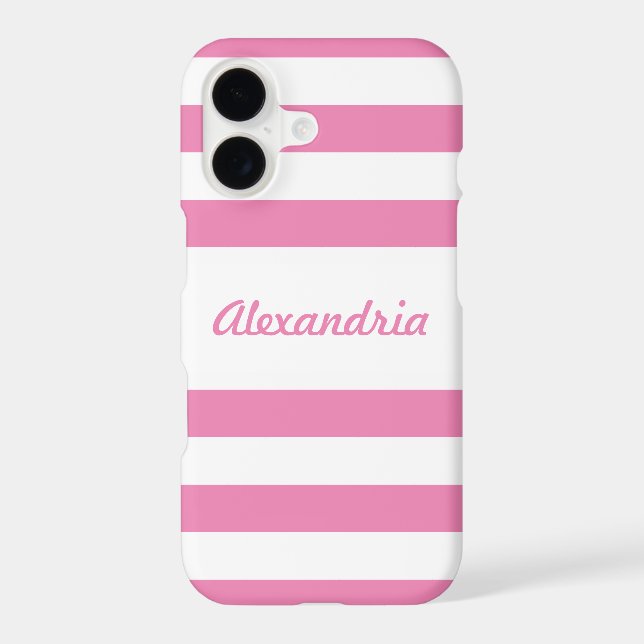 Chic Pink and White Stripes Personalised (Back)