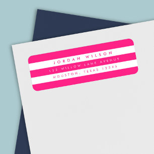 Chic Pink and White Stripes Return Address