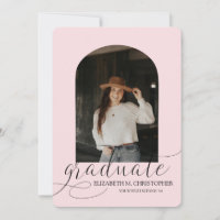 Chic Pink Arch 5 Photo Collage Graduation