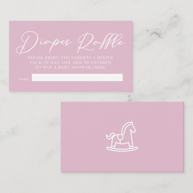 Chic Pink Baby Shower Diaper Raffle Enclosure Card (Front/Back)