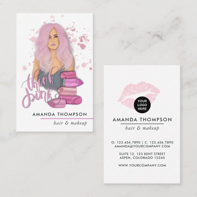 Chic Pink Beauty Fashion Business Card (Front/Back)