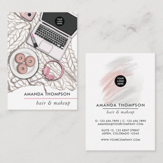 Chic Pink Beauty Fashion Business Card (Front/Back)