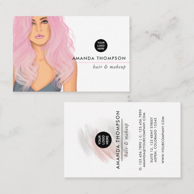 Chic Pink Beauty Fashion Business Card (Front/Back)