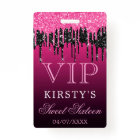 Chic Pink Black Dripping Glitter Sweet Sixteen VIP