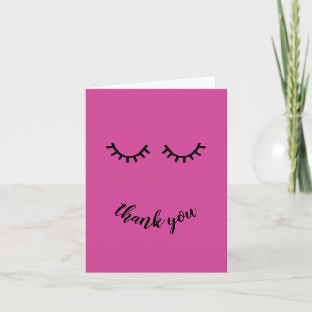 Chic Pink Black Eyelashes Thank You (Front)