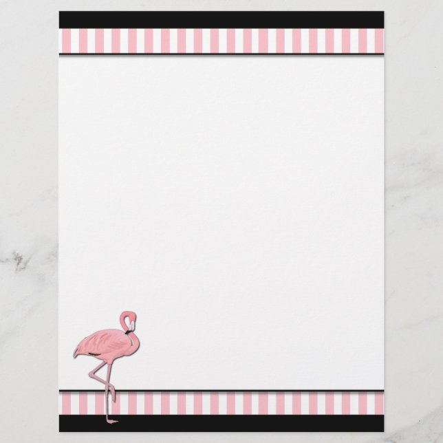Chic Pink & Black Flamingo Business Letterhead (Front)