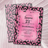 Chic Pink Black Leopard 21st Birthday