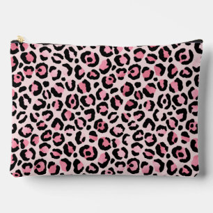 Chic pink black leopard pattern accessory pouch