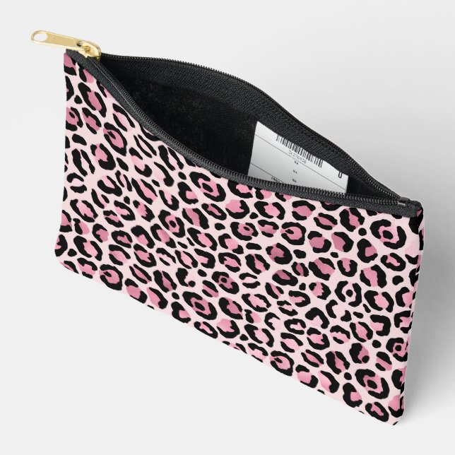Chic pink black leopard pattern accessory pouch (Open)