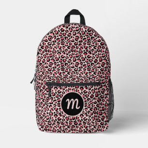 Chic Pink Black Leopard Print Cut Sew Backpack