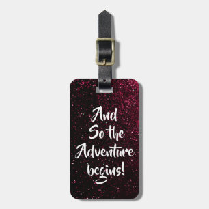 Chic Pink & Black Night Sky Personalised Travel Luggage Tag
