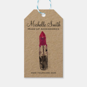 Chic pink black silver watercolor lipstick Makeup Gift Tags