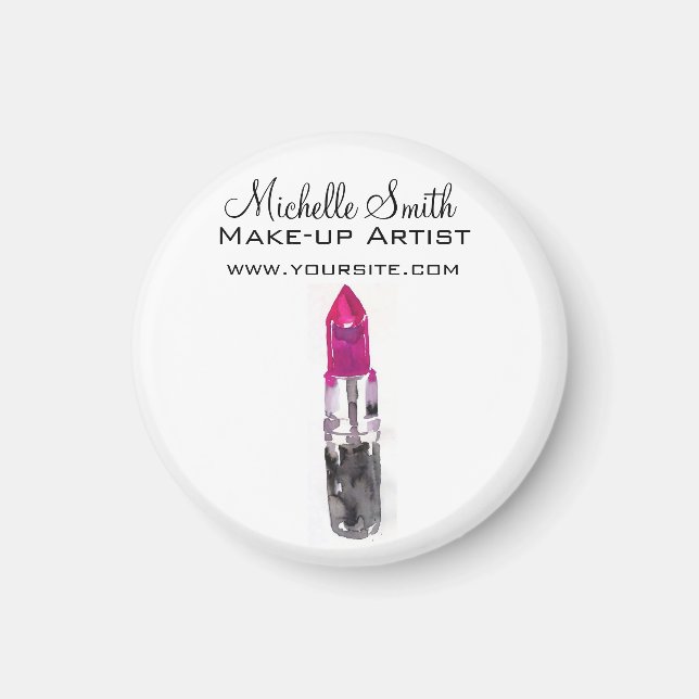 Chic pink black silver watercolor lipstick Makeup  Magnet (Front)