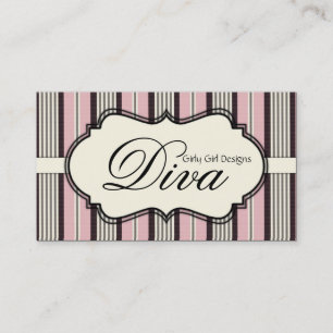 Chic Pink & Black Stripes Design Business Card
