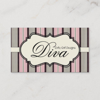 Chic Pink & Black Stripes Design  Business Card